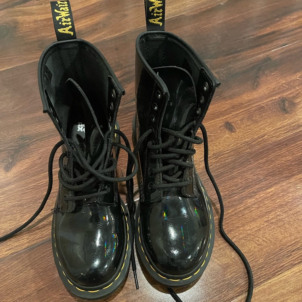 Dr. Martens Women’s 1460 W Rainbow Patent Leather Boots